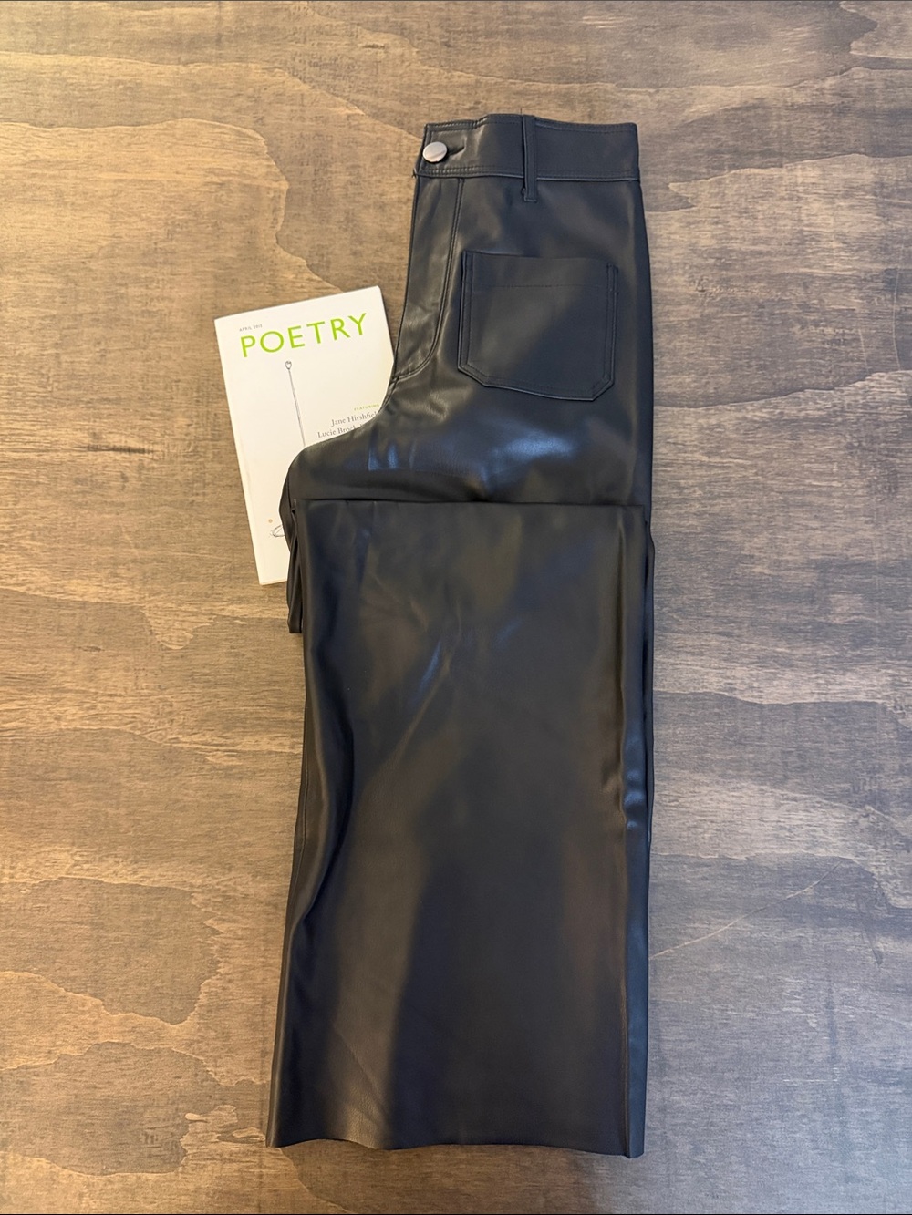 Zara Women’s Black Faux Leather Wide Leg Pants
